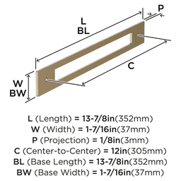 305mm Medora Rectangle Appliance Pull Backplate, Golden Champagne Alt 1 - Image