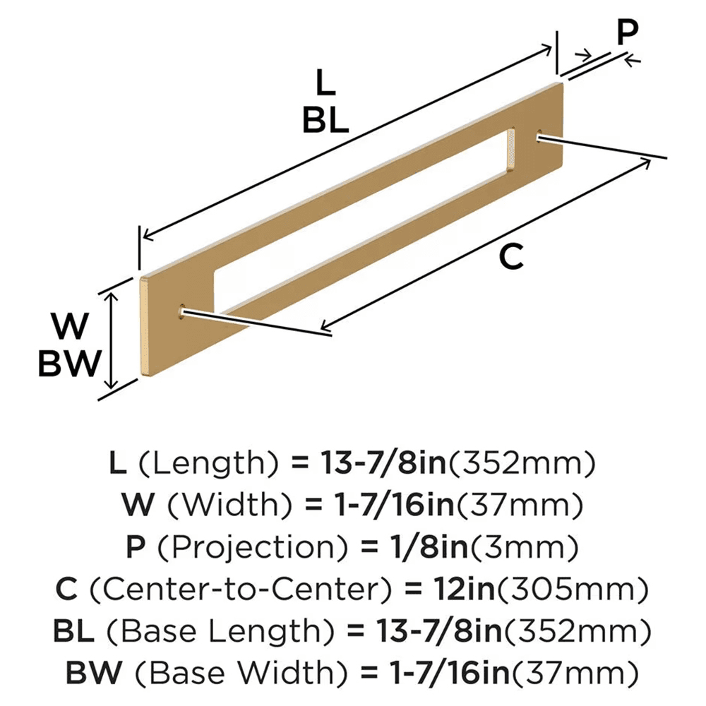 305mm Medora Rectangle Appliance Pull Backplate, Champagne Bronze Alt 1 - Image