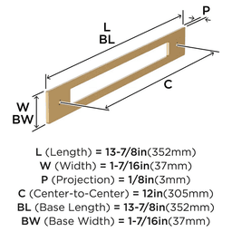 305mm Medora Rectangle Appliance Pull Backplate, Champagne Bronze Alt 1 - Image