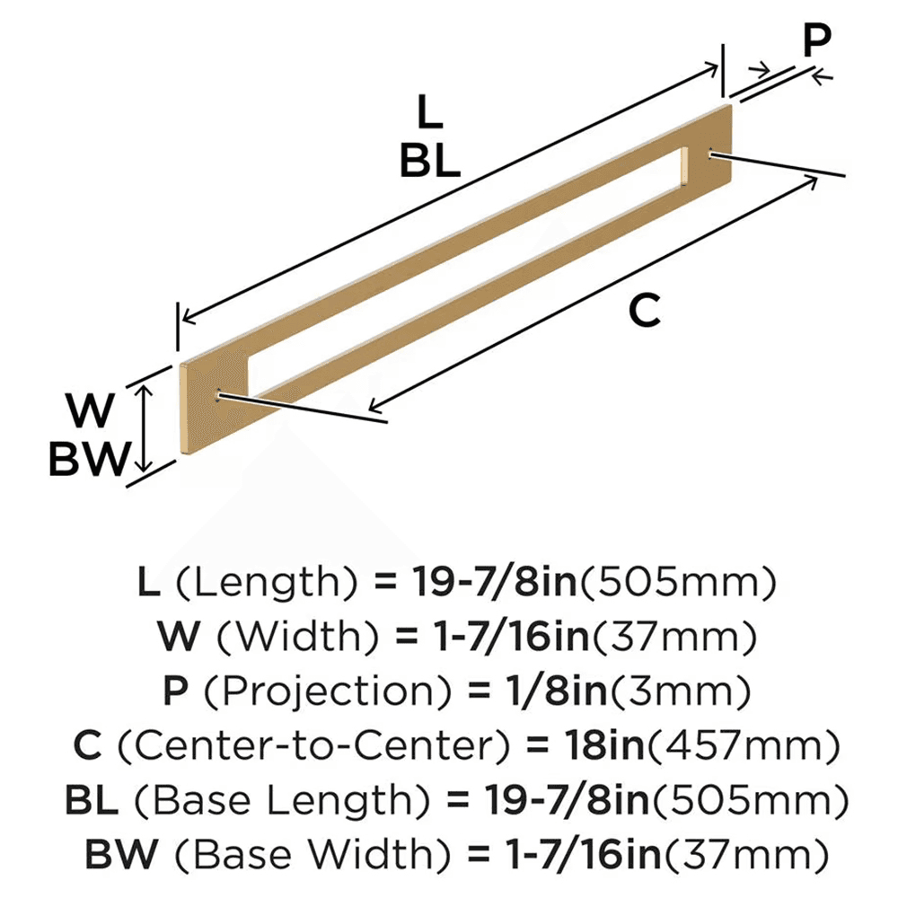 457mm Medora Rectangle Appliance Pull Backplate, Champagne Bronze Alt 1 - Image
