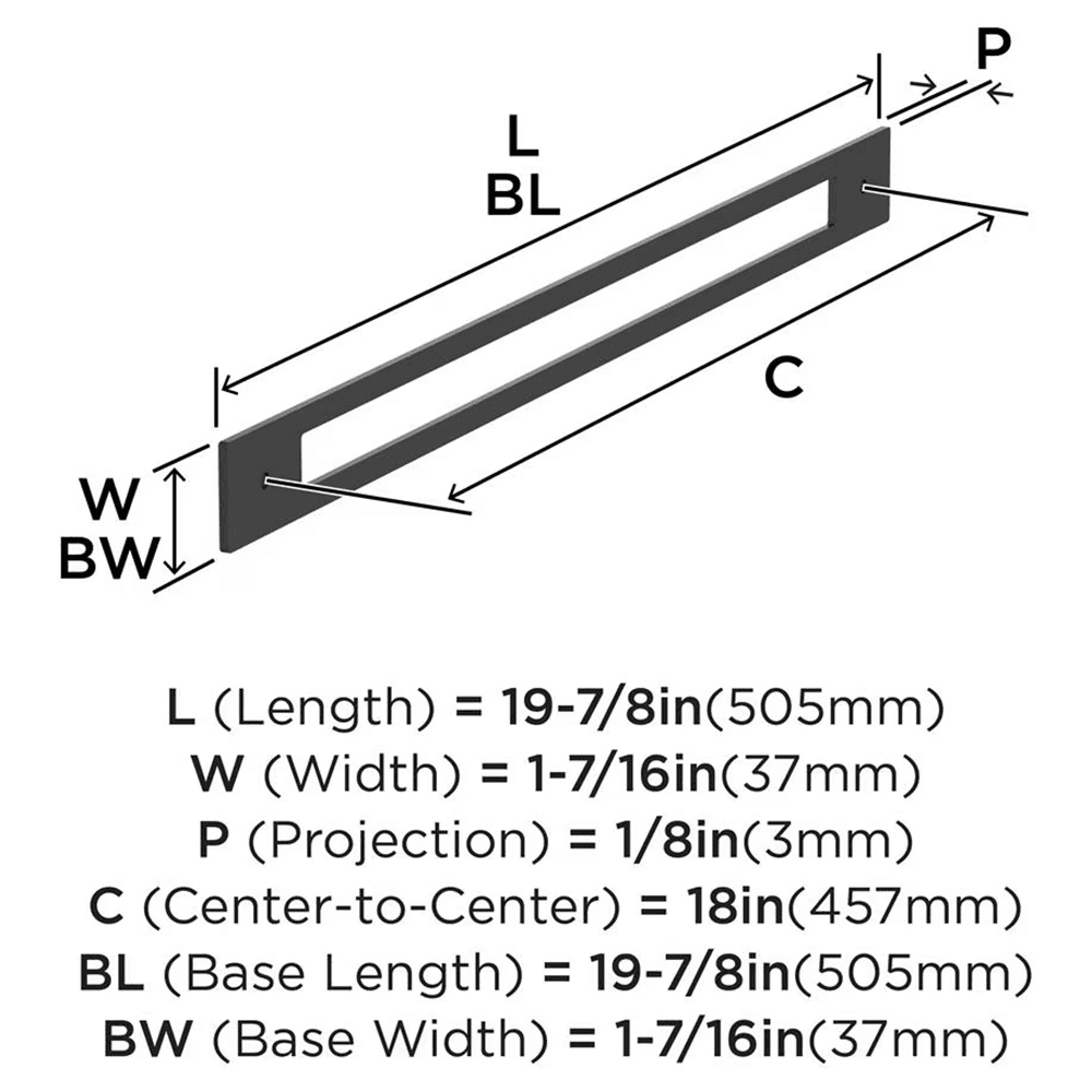 457mm Medora Rectangle Appliance Pull Backplate, Oil-Rubbed Bronze Alt 1 - Image