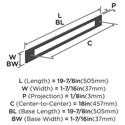 457mm Medora Rectangle Appliance Pull Backplate, Oil-Rubbed Bronze Alt 1 - Image