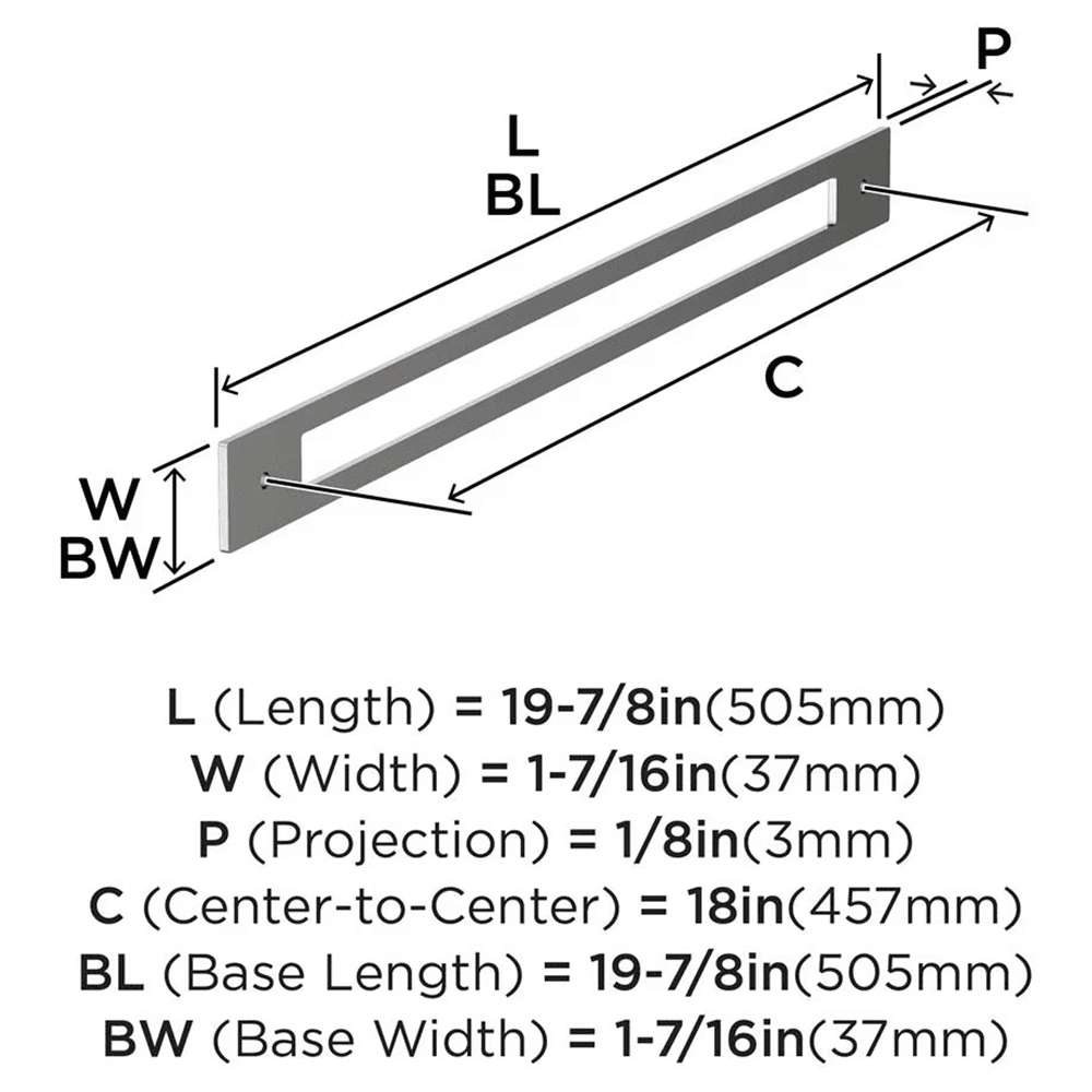 457mm Medora Rectangle Appliance Pull Backplate, Polished Nickel Alt 1 - Image