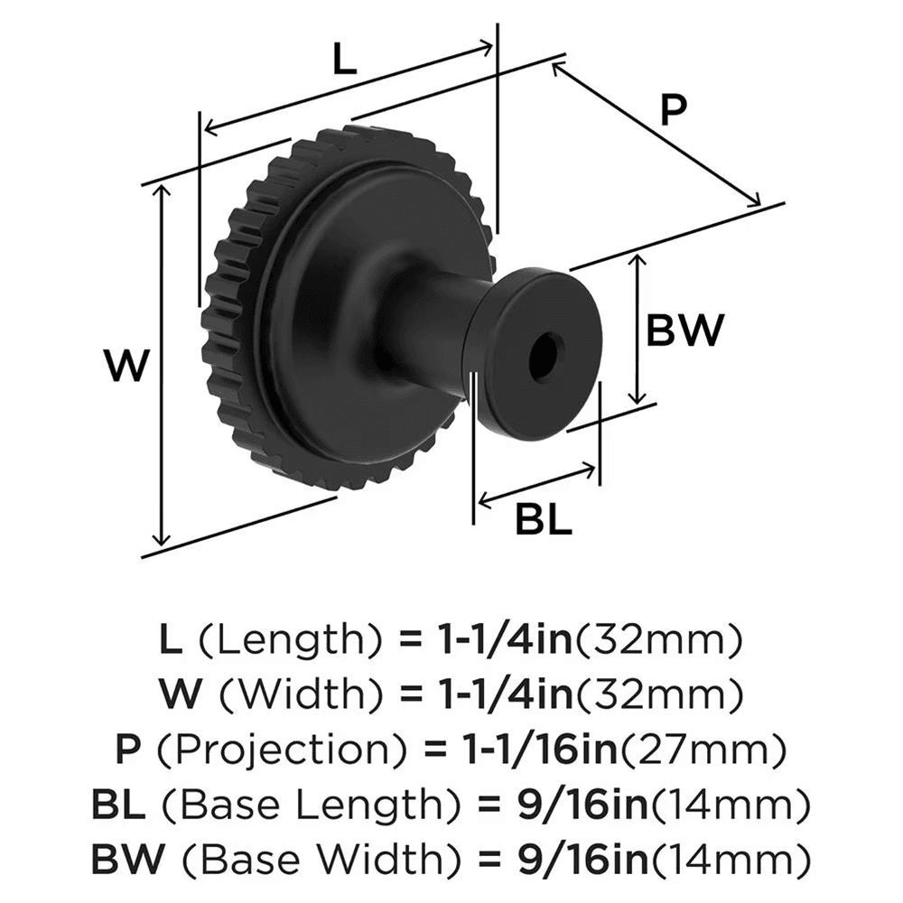 1-1/4" Farewind Cabinet Knob, Matte Black Alt 1 - Image