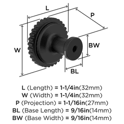 1-1/4" Farewind Cabinet Knob, Matte Black Alt 1 - Image