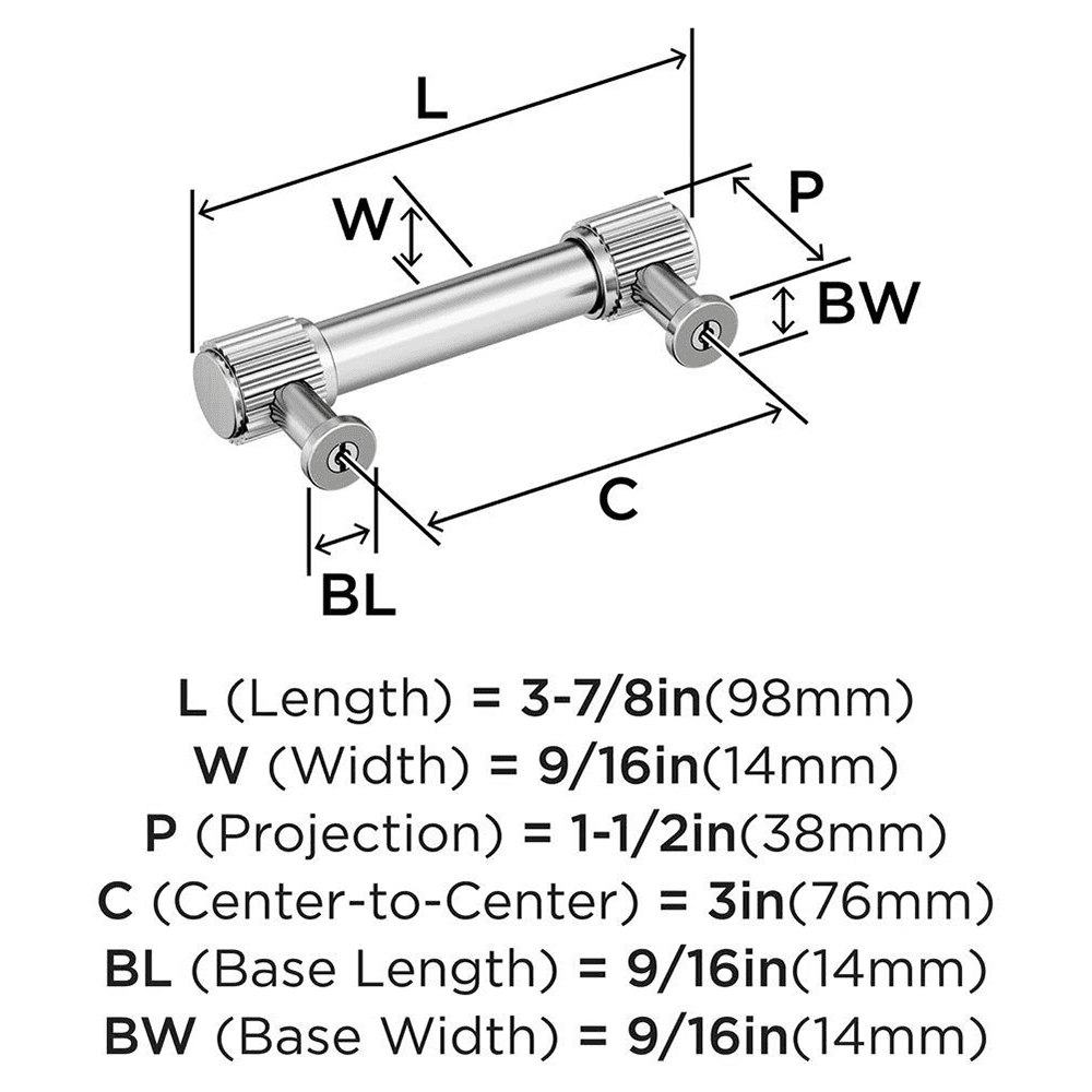 76mm Farewind Cabinet Pull, Polished Chrome Alt 1 - Image