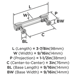 76mm Farewind Cabinet Pull, Polished Chrome Alt 1 - Image