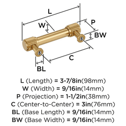 76mm Farewind Cabinet Pull, Champagne Bronze Alt 1 - Image