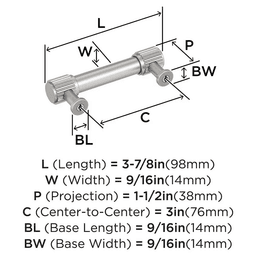 76mm Farewind Cabinet Pull, Satin Nickel Alt 1 - Image