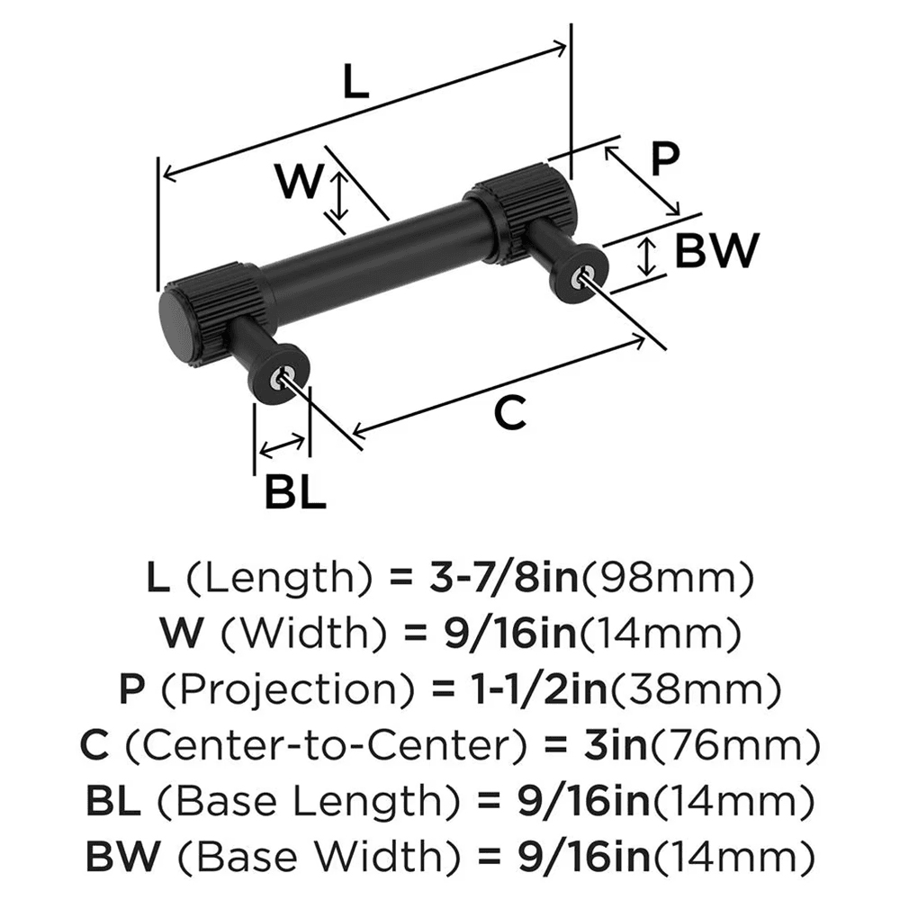 76mm Farewind Cabinet Pull, Matte Black Alt 1 - Image
