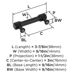 76mm Farewind Cabinet Pull, Matte Black Alt 1 - Image
