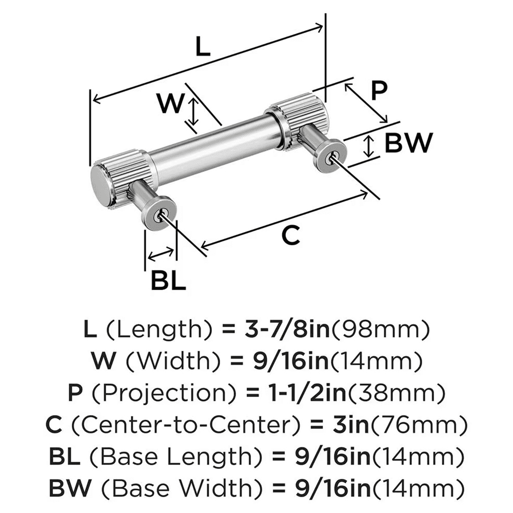 76mm Farewind Cabinet Pull, Polished Nickel Alt 1 - Image