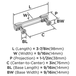76mm Farewind Cabinet Pull, Polished Nickel Alt 1 - Image