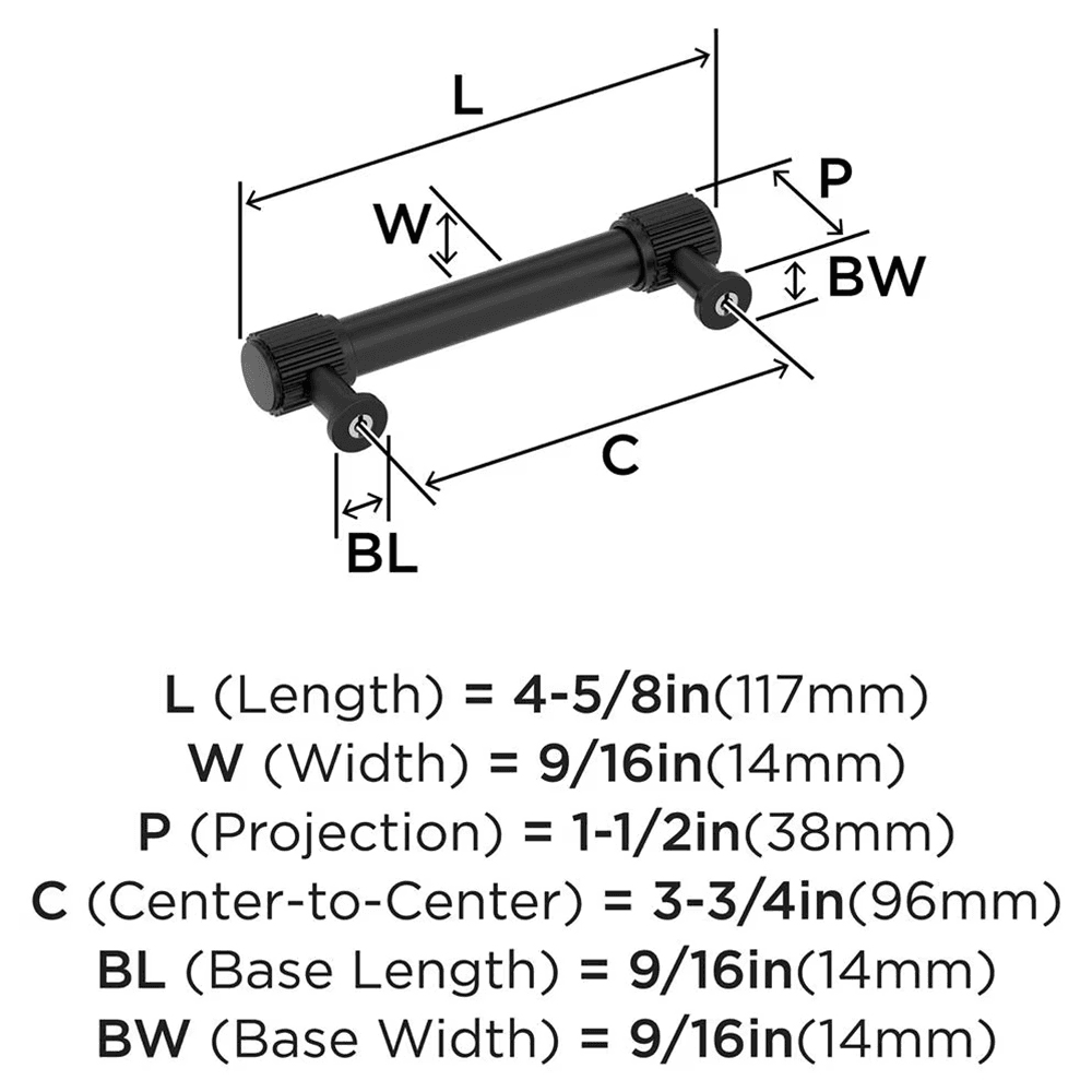 96mm Farewind Cabinet Pull, Matte Black Alt 1 - Image