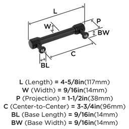 96mm Farewind Cabinet Pull, Matte Black Alt 1 - Image