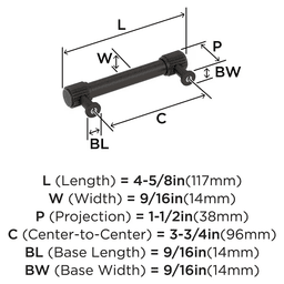 96mm Farewind Cabinet Pull, Oil-Rubbed Bronze Alt 1 - Image
