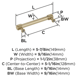 128mm Farewind Cabinet Pull, Golden Champagne Alt 1 - Image