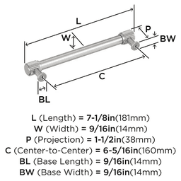 160mm Farewind Cabinet Pull, Satin Nickel Alt 1 - Image