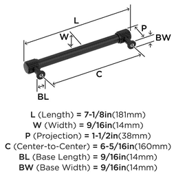 160mm Farewind Cabinet Pull, Matte Black Alt 1 - Image