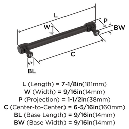 160mm Farewind Cabinet Pull, Oil-Rubbed Bronze Alt 1 - Image