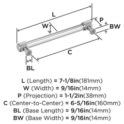 160mm Farewind Cabinet Pull, Polished Nickel Alt 1 - Image