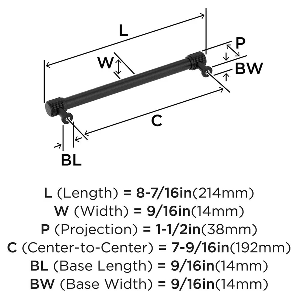192mm Farewind Cabinet Pull, Matte Black Alt 1 - Image