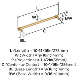 256mm Farewind Cabinet Pull, Champagne Bronze Alt 1 - Image