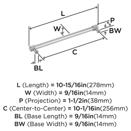 256mm Farewind Cabinet Pull, Satin Nickel Alt 1 - Image
