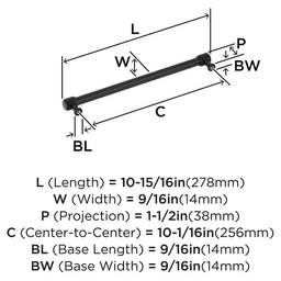 256mm Farewind Cabinet Pull, Matte Black Alt 1 - Image