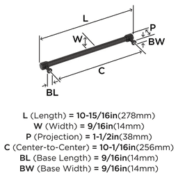 256mm Farewind Cabinet Pull, Oil-Rubbed Bronze Alt 1 - Image