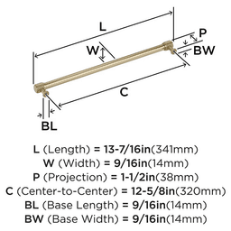 320mm Farewind Cabinet Pull, Golden Champagne Alt 1 - Image
