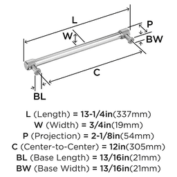 305mm Fairwind Appliance Pull, Satin Nickel Alt 1 - Image