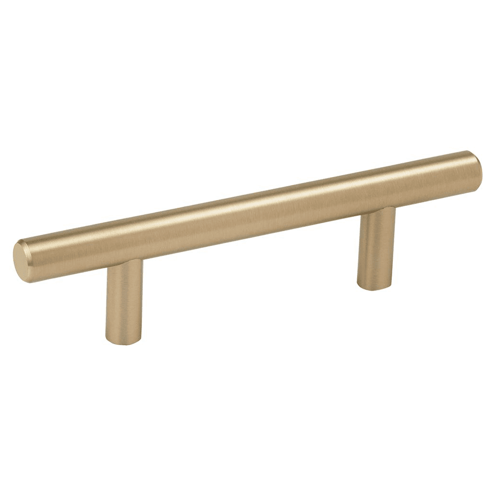 Amerock 3" T-Bar Pull in Golden Champagne finish on a kitchen cabinet