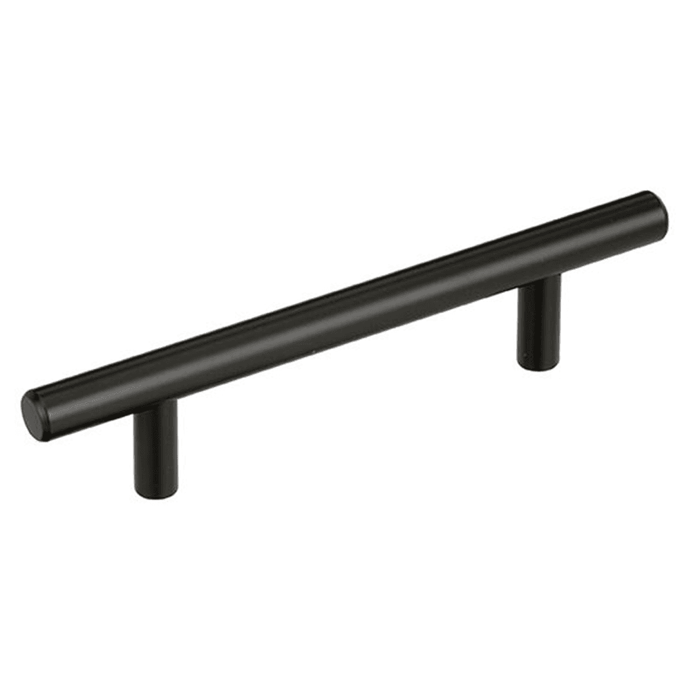 Close-up of Amerock T-Bar Pull in Oil-Rubbed Bronze finish on a white cabinet drawer