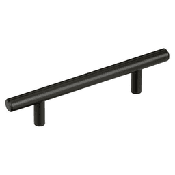 Close-up of Amerock T-Bar Pull in Oil-Rubbed Bronze finish on a white cabinet drawer