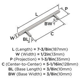 128mm Bar Pulls Cabinet Pull, Satin Nickel Alt 1 - Image
