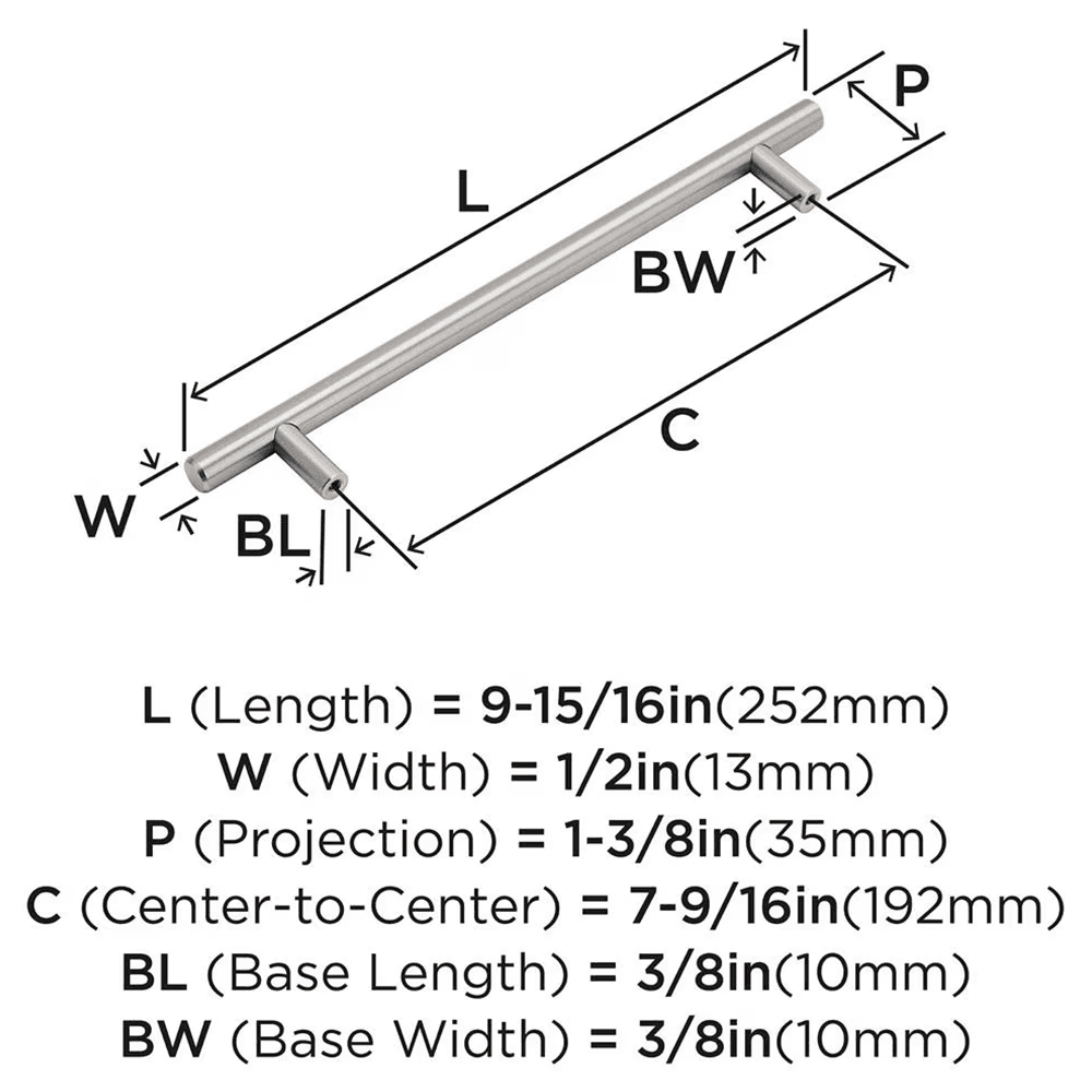 192mm Bar Pulls Cabinet Pull, Satin Nickel Alt 2 - Image