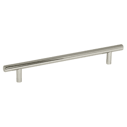 Amerock 7-9/16" T-Bar Pull in Polished Nickel finish on white cabinet door