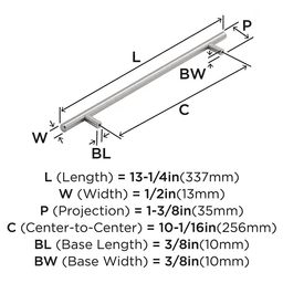 256mm Bar Pulls Cabinet Pull, Satin Nickel Alt 1 - Image