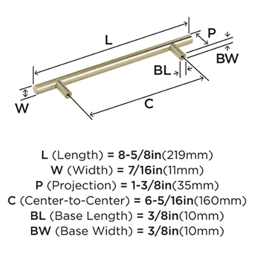 6-5/16" Bar Pulls Cabinet Pull, Golden Champagne Alt 2 - Image