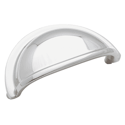 Amerock 3" Solid Brass Cup Pull, Polished Chrome on White Background