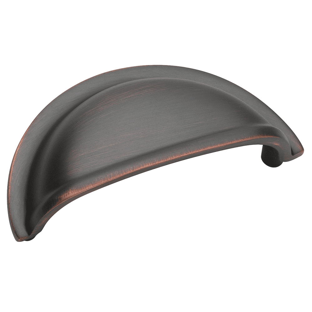 Amerock 3" Solid Brass Cup Pull, Oil-Rubbed Bronze - Front View