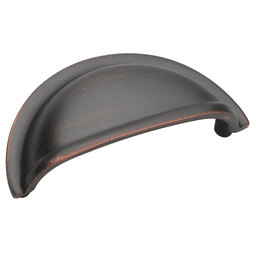 Amerock 3" Solid Brass Cup Pull, Oil-Rubbed Bronze - Front View