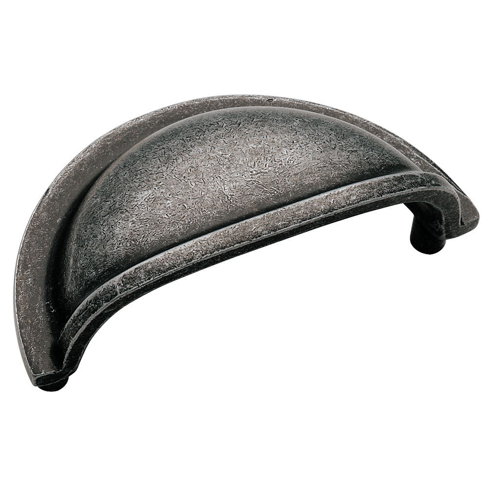 Amerock 3" Solid Brass Cup Pull in Wrought Iron Dark - Front View