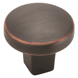 Amerock 1-1/4" Forgings&trade; Round Knob in Oil-Rubbed Bronze Finish on a White Cabinet