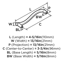 Amerock Everyday Heritage Satin Nickel Bar Pull 3-3/4" (96mm) in use on cabinet