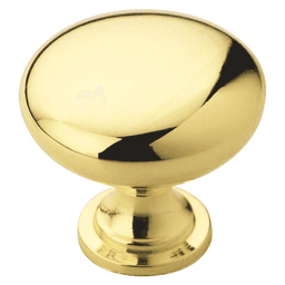 Amerock 1-1/4" Allison Value Mushroom Knob in Polished Brass Finish on White Background