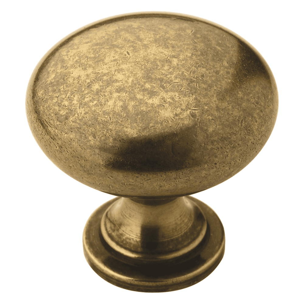 Amerock 1-1/4" Allison Value Mushroom Knob in Burnished Brass Finish on White Background