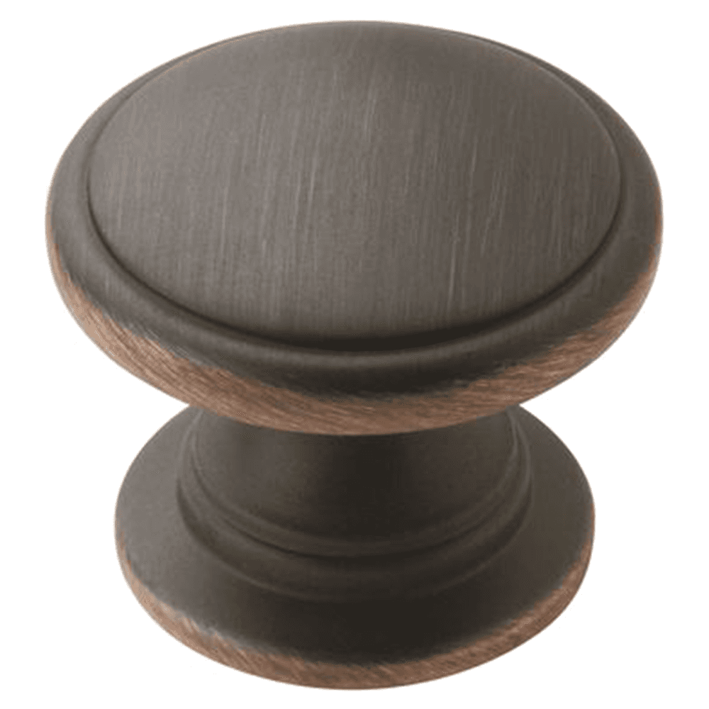 Amerock 1-1/4" Allison&trade; Value Mushroom Knob in Flat Black with 1-1/4" length on kitchen cabinet