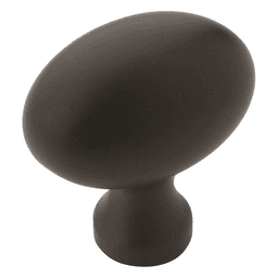 Amerock 1-3/8" Allison&trade; Value Oval Knob in Flat Black on White Background